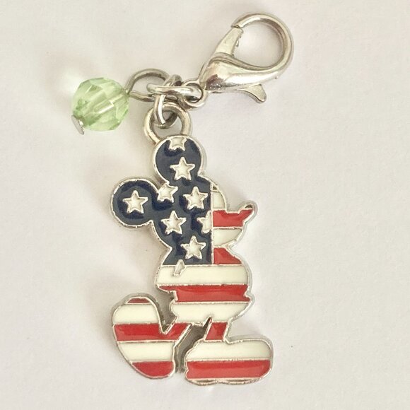 Vintage Disney Patriotic Mickey Mouse US American Flag Clip On Charm Zipper Pull - Picture 2 of 7